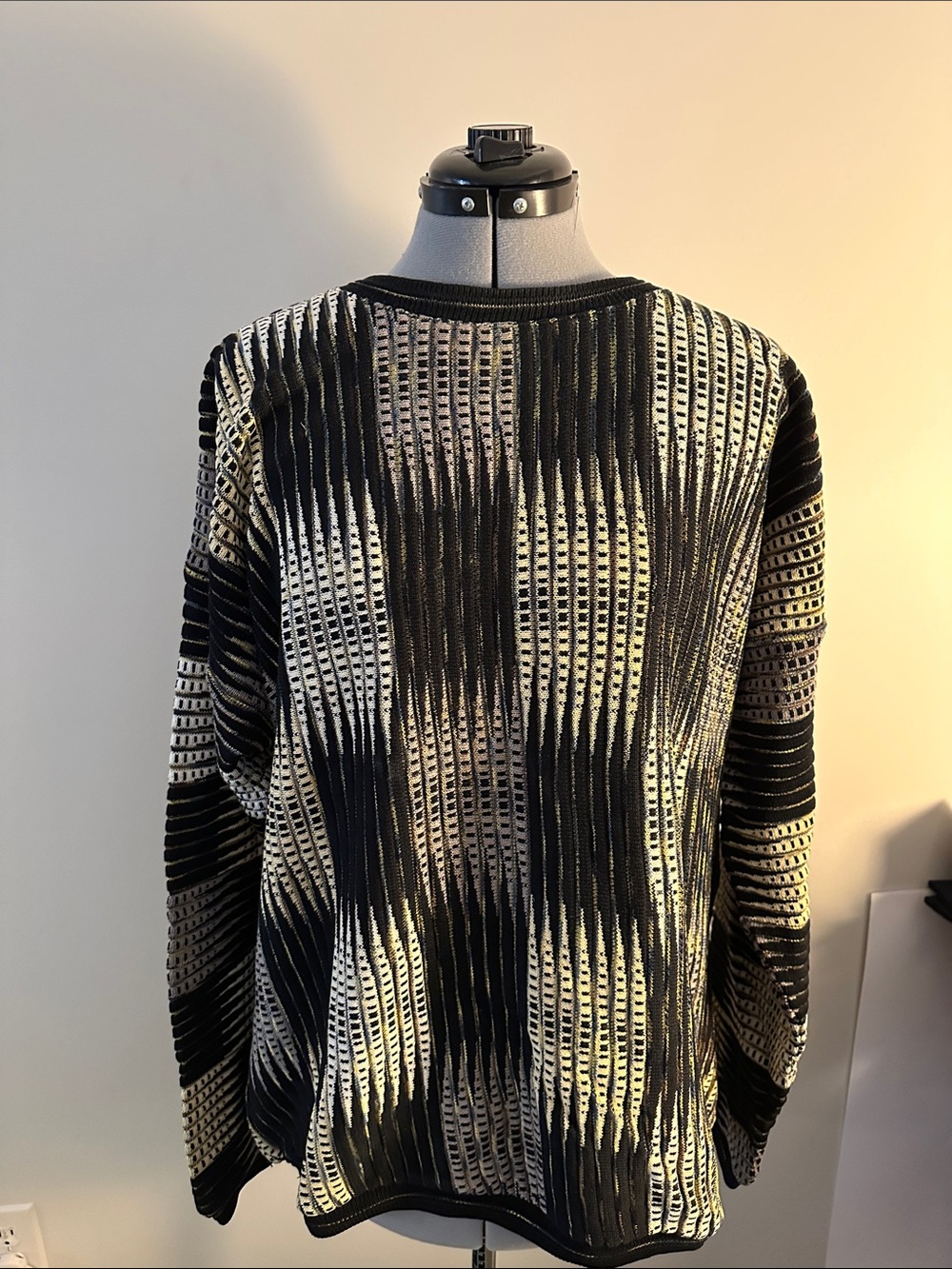 Tundra Black and Cream Textured Crewneck Sweater